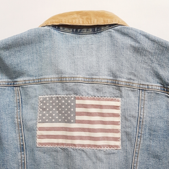 polo jean jacket with american flag